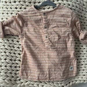 Striped Kids Shirt - Brown